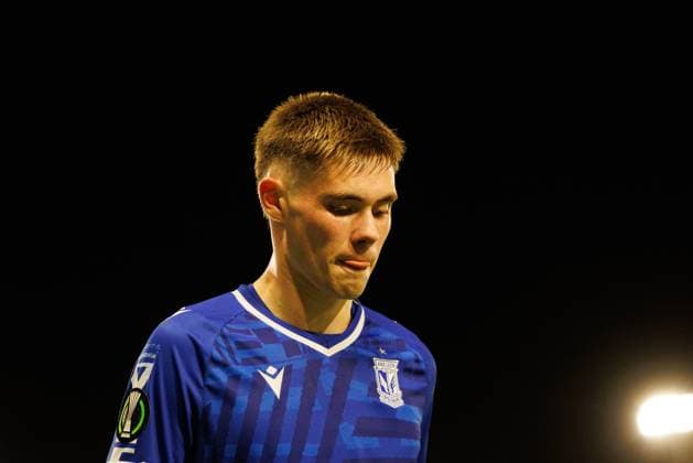 Gisli Thordarson seen during UEFA Conference League league phase game between team of Lincoln Red Imps and Lech Poznan (Maciej Rogowski Ball Raw Images) Gibraltar Europa Sports Comples Gibraltar Copyright: xMaciejxRogowskix maciejrogowski_lincolnlech25_26-57