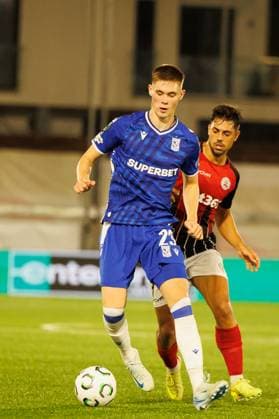 Gisli Thordarson seen during UEFA Conference League league phase game between team of Lincoln Red Imps and Lech Poznan (Maciej Rogowski Ball Raw Images) Gibraltar Europa Sports Comples Gibraltar Copyright: xMaciejxRogowskix maciejrogowski_lincolnlech25_26-62