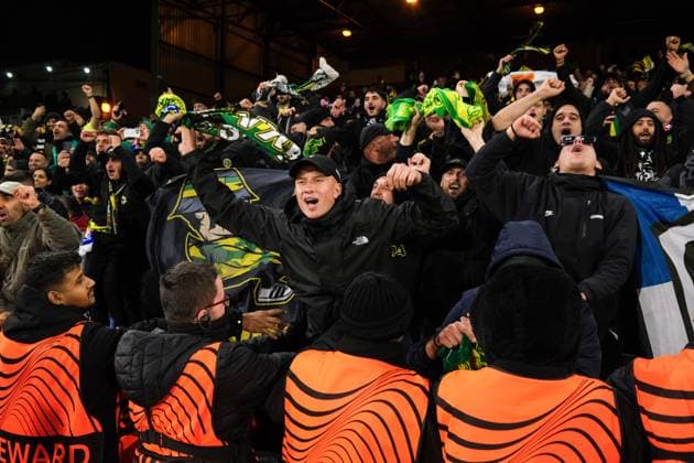 Crystal Palace v AEK Larnaca 23 October 2025, London - UEFA Conference League - League Stage - Crystal Palace v AEK Larnaca - AEK Larnaca fans - Photo: Jacques Feeney Offside. London UK Copyright: xJacquesxFeeneyx xOffsidexOffside