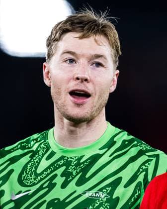 251023 Goalkeeper Mathias Dyngeland of Brann after the UEFA Europa League football match between Brann and Rangers on October 23, 2025 in Bergen. Photo: Marius Simensen BILDBYRAN COP 238 MM0046 bbeng brann football fotball fotboll rangers soccer uefa europa league Copyright: MARIUSxSIMENSEN BB251023ZG039