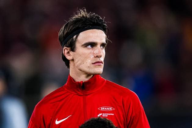 251023 Ulrik Mathisen of Brann ahead of the UEFA Europa League football match between Brann and Rangers on October 23, 2025 in Bergen. Photo: Marius Simensen BILDBYRAN COP 238 MM0046 bbeng brann football fotball fotboll rangers soccer uefa europa league Copyright: MARIUSxSIMENSEN BB251023ZN051
