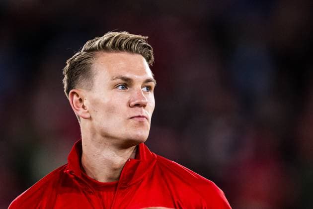 251023 Emil Kornvig of Brann ahead of the UEFA Europa League football match between Brann and Rangers on October 23, 2025 in Bergen. Photo: Marius Simensen BILDBYRAN COP 238 MM0046 bbeng brann football fotball fotboll rangers soccer uefa europa league Copyright: MARIUSxSIMENSEN BB251023ZY049