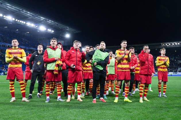 2025.10.23 Strasbourg Liga Konferencji UEFA kolejka 2 sezon 2025 2026 Racing Strasbourg - Jagiellonia Bialystok Nz Jagiellonia Bialystok zawodnicy Foto Sathire KELPA ArenaAkcji 2025.10.23 Strasbourg football UEFA Conference League round 2 season 2025 2026 match Racing Strasbourg - Jagiellonia Bialystok Credit: Sathire KELPA ArenaAkcji NEWSPIX.PL --- newspix.pl 