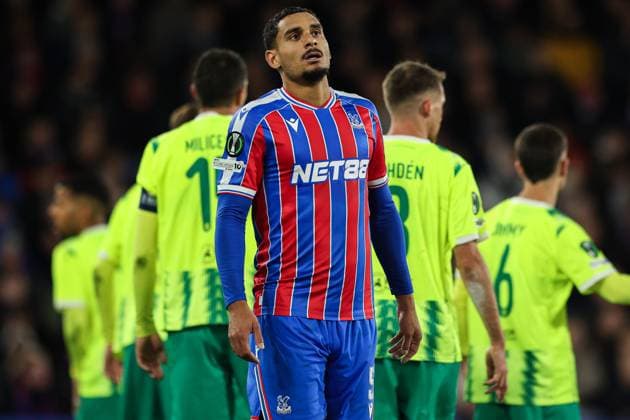 23rd October 2025; Selhurst Park, Selhurst, London, England; Europa Conference League Football, Crystal Palace versus Larnaca; Maxence Lacroix of Crystal Palace looks dejected after Larnaca scores their goal  HenningxvonxJagow