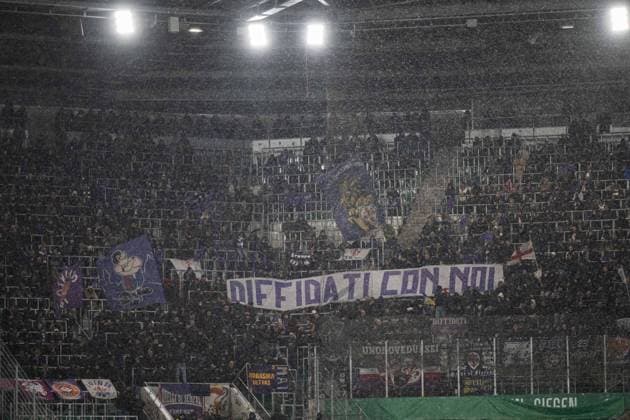 ACF Fiorentina fans during Europa Conference league match, SK Rapid Wien - ACF Fiorentina, 23. october 2025, Allianz stadium, Wien, Austria Copyright: xMICHALxFAJT,ZOSPORTU.SKx FAJ_1807