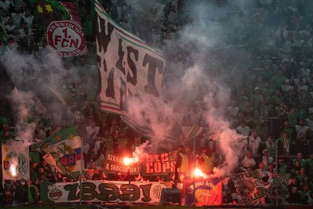 Rapid Wien fans during Europa Conference league match, SK Rapid Wien - ACF Fiorentina, 23. october 2025, Allianz stadium, Wien, Austria Copyright: xMICHALxFAJT,ZOSPORTU.SKx MAR_1541