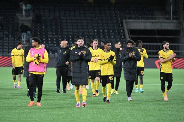 BERN, SWITZERLAND - OCTOBER 23: Team BSC Young Boys celebrating the victory during the UEFA Europa League 2025 26 League Phase MD3 match between BSC Young Boys and PFC Ludogorets 1945 at Stadion Wankdorf on October 23, 2025 in Bern, Switzerland. Bern Stadion Wankdorf Bern Switzerland Copyright: xJustPictures.ch ManuelxWinterbergerx jp-en-EuSpIm-MWI_4476