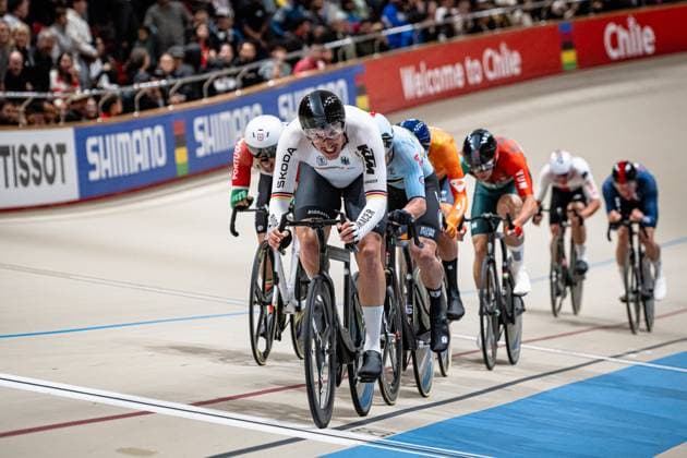 AUGENSTEIN Moritz: UCI Track cycling, Rad, Radsport, Bahnrad, Bahn World Championships 2025 AUGENSTEIN Moritz ( GER ) Germany Querformat - quer - horizontal - Landscape - Event Veranstaltung: UCI Track Cycling World Championships 2025 - Category Kategorie: Cycling - Track Cycling World Championships - Elite Men - Location Ort: South America Chile - Santiago de Chile - Velodromo Parque Penalolen Instituto - Discipline: Scratch Race - Distance: 10 km - Date Datum: 23.10.2025 Thursday Day 2 -