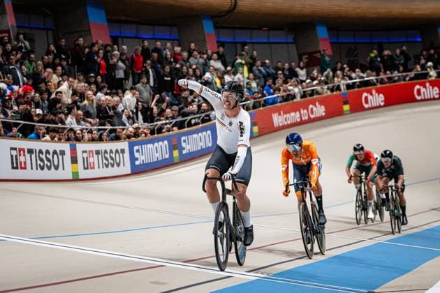 AUGENSTEIN Moritz: UCI Track cycling, Rad, Radsport, Bahnrad, Bahn World Championships 2025 AUGENSTEIN Moritz ( GER ) Germany Querformat - quer - horizontal - Landscape - Event Veranstaltung: UCI Track Cycling World Championships 2025 - Category Kategorie: Cycling - Track Cycling World Championships - Elite Men - Location Ort: South America Chile - Santiago de Chile - Velodromo Parque Penalolen Instituto - Discipline: Scratch Race - Distance: 10 km - Date Datum: 23.10.2025 Thursday Day 2 -