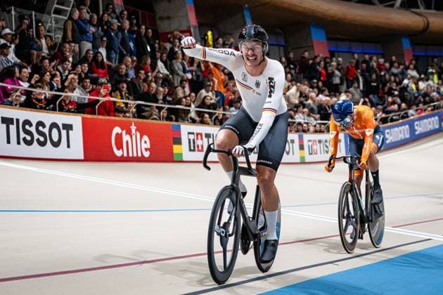 AUGENSTEIN Moritz: UCI Track cycling, Rad, Radsport, Bahnrad, Bahn World Championships 2025 AUGENSTEIN Moritz ( GER ) Germany Querformat - quer - horizontal - Landscape - Event Veranstaltung: UCI Track Cycling World Championships 2025 - Category Kategorie: Cycling - Track Cycling World Championships - Elite Men - Location Ort: South America Chile - Santiago de Chile - Velodromo Parque Penalolen Instituto - Discipline: Scratch Race - Distance: 10 km - Date Datum: 23.10.2025 Thursday Day 2 -