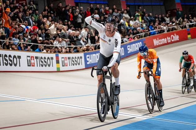 AUGENSTEIN Moritz: UCI Track cycling, Rad, Radsport, Bahnrad, Bahn World Championships 2025 AUGENSTEIN Moritz ( GER ) Germany Querformat - quer - horizontal - Landscape - Event Veranstaltung: UCI Track Cycling World Championships 2025 - Category Kategorie: Cycling - Track Cycling World Championships - Elite Men - Location Ort: South America Chile - Santiago de Chile - Velodromo Parque Penalolen Instituto - Discipline: Scratch Race - Distance: 10 km - Date Datum: 23.10.2025 Thursday Day 2 -