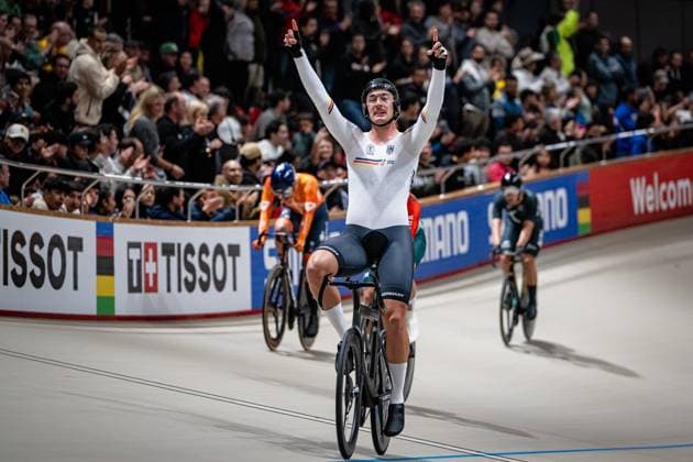 AUGENSTEIN Moritz: UCI Track cycling, Rad, Radsport, Bahnrad, Bahn World Championships 2025 AUGENSTEIN Moritz ( GER ) Germany Querformat - quer - horizontal - Landscape - Event Veranstaltung: UCI Track Cycling World Championships 2025 - Category Kategorie: Cycling - Track Cycling World Championships - Elite Men - Location Ort: South America Chile - Santiago de Chile - Velodromo Parque Penalolen Instituto - Discipline: Scratch Race - Distance: 10 km - Date Datum: 23.10.2025 Thursday Day 2 -