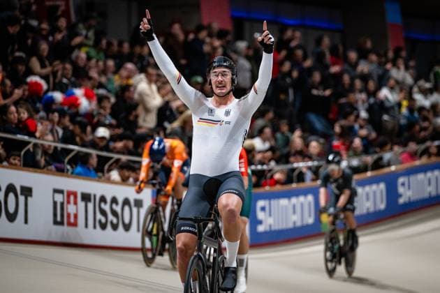 AUGENSTEIN Moritz: UCI Track cycling, Rad, Radsport, Bahnrad, Bahn World Championships 2025 AUGENSTEIN Moritz ( GER ) Germany Querformat - quer - horizontal - Landscape - Event Veranstaltung: UCI Track Cycling World Championships 2025 - Category Kategorie: Cycling - Track Cycling World Championships - Elite Men - Location Ort: South America Chile - Santiago de Chile - Velodromo Parque Penalolen Instituto - Discipline: Scratch Race - Distance: 10 km - Date Datum: 23.10.2025 Thursday Day 2 -