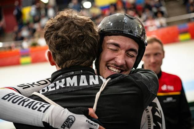 AUGENSTEIN Moritz: UCI Track cycling, Rad, Radsport, Bahnrad, Bahn World Championships 2025 AUGENSTEIN Moritz ( GER ) Germany Querformat - quer - horizontal - Landscape - Event Veranstaltung: UCI Track Cycling World Championships 2025 - Category Kategorie: Cycling - Track Cycling World Championships - Elite Men - Location Ort: South America Chile - Santiago de Chile - Velodromo Parque Penalolen Instituto - Discipline: Scratch Race - Distance: 10 km - Date Datum: 23.10.2025 Thursday Day 2 -