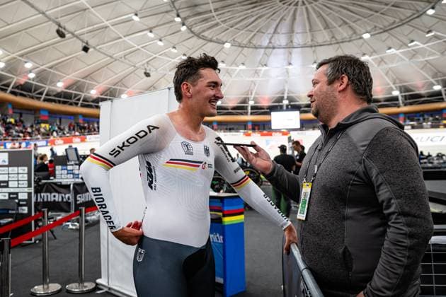 AUGENSTEIN Moritz: UCI Track cycling, Rad, Radsport, Bahnrad, Bahn World Championships 2025 AUGENSTEIN Moritz ( GER ) Germany Querformat - quer - horizontal - Landscape - Event Veranstaltung: UCI Track Cycling World Championships 2025 - Category Kategorie: Cycling - Track Cycling World Championships - Elite Men - Location Ort: South America Chile - Santiago de Chile - Velodromo Parque Penalolen Instituto - Discipline: Scratch Race - Distance: 10 km - Date Datum: 23.10.2025 Thursday Day 2 -