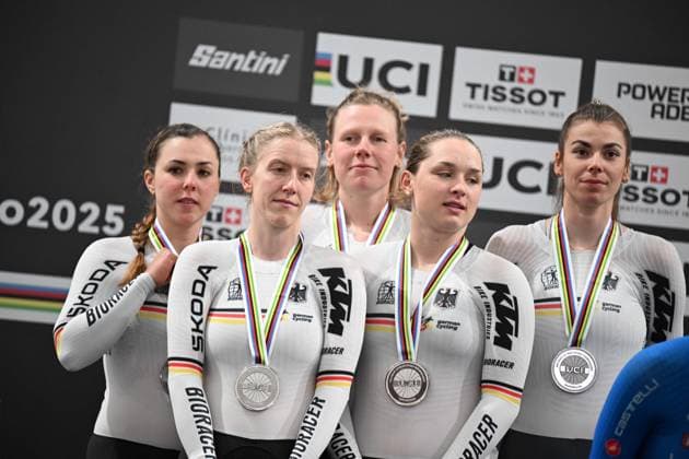 23-10-2025 World Championships Elite Women Track; Giornata 02; 2025, Germany; Brautigam, Messane; Brausse, Franziska; Klein, Lisa; Sussemilch, Laura; Kroger, Mieke; Santiago Del Cile - Velodromo Penalolen; 