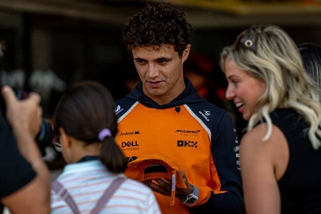 MEXICO CITY, MEXICO: Lando Norris, racing for the McLaren F1 team during the 2025 Formula 1 Mexico City Grand Prix at the Autodromo Hermanos Rodriguez in Mexico City, Mexico