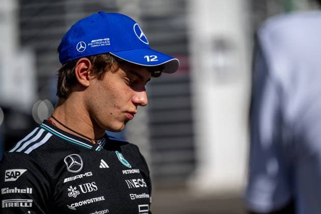MEXICO CITY, MEXICO: Andrea Kimi Antonelli, racing for the Mercedes team during the 2025 Formula 1 Mexico City Grand Prix at the Autodromo Hermanos Rodriguez in Mexico City, Mexico