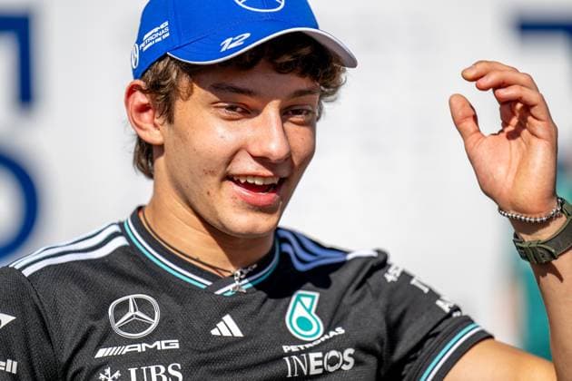 MEXICO CITY, MEXICO: Andrea Kimi Antonelli, racing for the Mercedes team during the 2025 Formula 1 Mexico City Grand Prix at the Autodromo Hermanos Rodriguez in Mexico City, Mexico