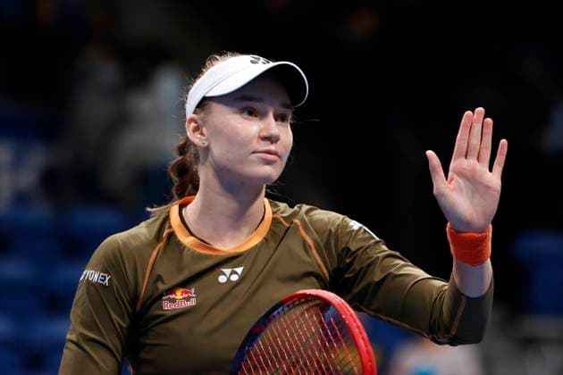 October 24, 2025, Tokyo, Japan: Elena RYBAKINA (KAZ) celebrates after winning against Victoria MBOKO (CAN) during their quarterfinal match at the Toray Pan Pacific Open Tennis Tournament at Ariake Colosseum in Tokyo. The tournament runs from October 20 to 26. Rybakina won 6-3, 7-6 Tokyo Japan - ZUMAm191 20251024_aap_m191_003 Copyright: xRodrigoxReyesxMarinx