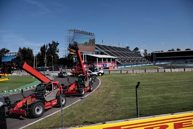 October 23, 2025, Mexico, Cdmx, Mexico: The Mexico City government and the organizers of the Formula 1 racetrack conducted a pre-race tour of the AUTODROMO HERMANOS RODRIGUEZ track. During this tour, they explained the high-speed sections, dangerous curves, and pit entrances. Later, the head of government, CLARA BRUGADA, and the President of the F1 Grand Prix Mexico City, ALEJANDRO SOBERON KURI, discussed the continued presence of F1 in Mexico until 2028 and presented the Mexico pavilion, a place where racegoers can appreciate the value and importance of Mexican culture. At the same time, they celebrated 10 years of F1 in Mexico City, an event of great economic and tourist importance. Mexico Mexico - ZUMAp204 20251023_zip_p204_010 Copyright: xJosuexPerezx
