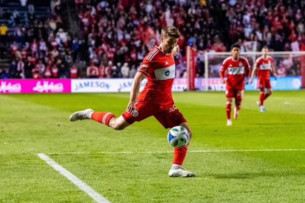 October 23, 2025, Bridgeview, Illinois, United States: Chicago Fire Midfielder Jonathan Dean (24) in action during the Chicago Fire FC vs Orlando City Wildcard match at SeatGeek Stadium. Final Score: Chicago Fire 3:1 Orlando City Bridgeview United States - ZUMAs197 20251023_aaa_s197_396 Copyright: xRajxChavdax