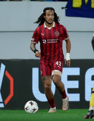 Maccabi Tel-Aviv v Midtjylland, UEFA Europa League 2025 2026 Backa Topola, Serbia. 23rd October 2025. Midtjylland s Kevin Mbabu during the UEFA Europa League football match between Maccabi Tel-Aviv and Midtjylland in Backa Topola, Serbia on Oct. 23, 2025. Backa Topola Serbia Copyright: xPedjaxMilosavljevic STARSPORTx x
