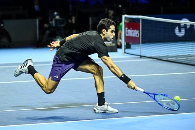 24th October 2025; St. Jakobshalle, Basel, Switzerland; 2025 ATP, Tennis Herren Swiss Indoor Tennis Day 6; Jaume Munar (ESP) in action during the match against Felix Auger-Aliassime (CAN) in the quarter finals  DavidxEmm