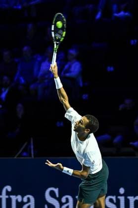 24th October 2025; St. Jakobshalle, Basel, Switzerland; 2025 ATP, Tennis Herren Swiss Indoor Tennis Day 6; Felix Auger-Aliassime (CAN) in action during the match against Jaume Munar (ESP) in the quarter finals  DavidxEmm