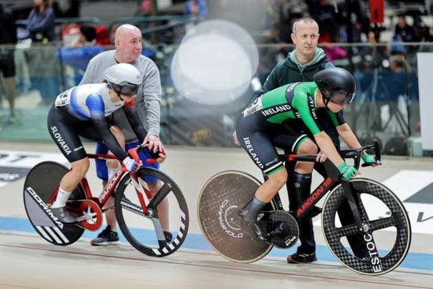 2025 Tissot UCI Track World Championships Picture by Alex Whitehead SWpix.com - 24 10 2025 - Cycling - 2025 Tissot UCI Track World Championships - Velodromo PenalolÃ n, Santiago, Chile - Women™s Omnium - Scratch Race - Lara Gillespie (Ireland) Copyright: x xSWpix.comx(t axPhotographyxHubxLtd)xAlexxWhitehead SWpix.comx SWP-3030-11043