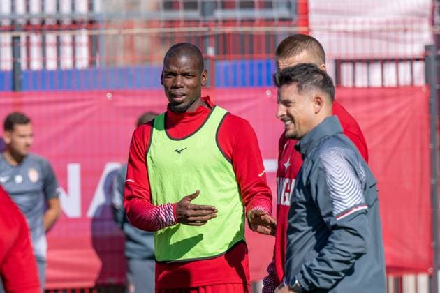 October 24, 2025, La Turbie, France: French player Paul Pogba is seen during collective team training in AS Monaco Football Club training center. AS Monaco next french championship Ligue 1 McDonald game will take place on october 22 versus Toulouse FC in Stade Louis II in Monaco. It is said Paul Pogba will not participate and need three weeks more training. La Turbie France - ZUMAs197 20251024_aaa_s197_093 Copyright: xLaurentxCoustx