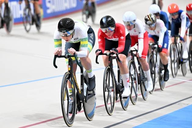2025 Tissot UCI Track World Championships Picture by Simon Wilkinson SWpix.com - 24 10 2025 - Cycling - 2025 Tissot UCI Track World Championships - Velodromo PenalolÃ n, Santiago, Chile - Women™s Omnium - Scratch Race - Maeve Plouffe (Australia) Copyright: x xSWpix.comx(t axPhotographyxHubxLtd)xSimonxWilkinson SWpix.comx SWP-3030-11054