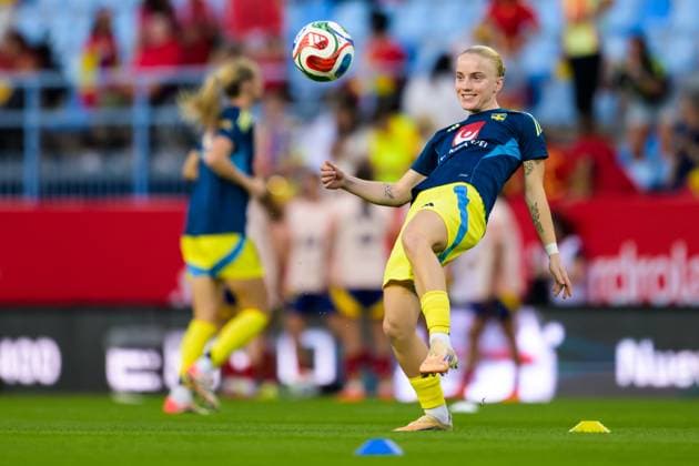 251024 Anna Sandberg of Sweden ahead of the Women s Nations League semifinal football match between Spain and Sweden on October 24, 2025 in Malaga. Photo: Ludvig Thunman BILDBYRAN kod LT LT0735 fotboll football soccer fotball nations league uefa womens nations league spanien sverige sweden spain dam bbeng semifinal Copyright: LUDVIGxTHUNMAN BB251024LT017