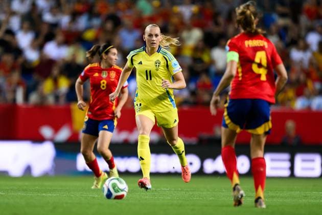 251024 Stina Blackstenius of Sweden during the Women s Nations League semifinal football match between Spain and Sweden on October 24, 2025 in Malaga. Photo: Ludvig Thunman BILDBYRAN kod LT LT0735 fotboll football soccer fotball nations league uefa womens nations league spanien sverige sweden spain dam bbeng semifinal Copyright: LUDVIGxTHUNMAN BB251024LT032