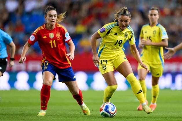 251024 Johanna Rytting Kaneryd of Sweden during the Women s Nations League semifinal football match between Spain and Sweden on October 24, 2025 in Malaga. Photo: Ludvig Thunman BILDBYRAN kod LT LT0735 fotboll football soccer fotball nations league uefa womens nations league spanien sverige sweden spain dam bbeng semifinal Copyright: LUDVIGxTHUNMAN BB251024LT035