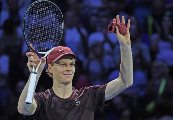 October 24, 2025, Vienna, Vienna, Austria: JANNIK SINNER (ITA), celebrates during the Erste Bank Open - ATP500, Mens Tennis. SINNER won 6:4 6:4. Tennis 2025: Vienna Open ATP, Tennis Herren Quarterfinal: SINNER 6:4 6:4 BUBLIK  - ZUMAp169 20251024_zea_p169_855 Copyright: xFelicexCalabrox