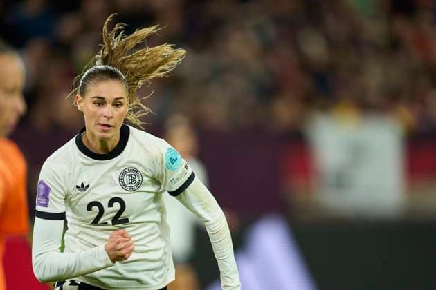 Jule Brand of Germany in the Women s Nations League 2025 Semi-Final first leg match GERMANY - FRANCE 1-0 on October 24, 2025 in Düsseldorf, Germany. Season 2025 2026