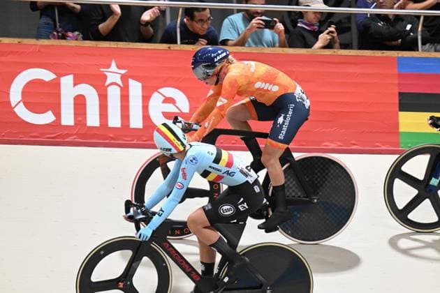 24-10-2025 World Championships Elite Women Track; Giornata 03; 2025, Olanda; 2025, Belgium; Wiebes, Lorena; Bossuyt, Shari; Santiago Del Cile - Velodromo Penalolen; 