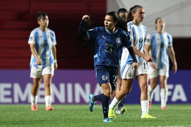 Paraguay s defender Liz Barreto (C) celebrates after scoring a goal during the CONMEBOL Women s Nations League football match, qualifier for the 2027 World Cup in Brazil, between Argentina and Paraguay, at the Diego Armando Maradona stadium in Buenos Aires, Argentina on October 24, 2025. BUENOS AIRES ARGENTINA Copyright: xALEJANDROxPAGNIx