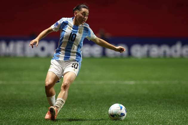 Argentina s midfielder Maricel Pereyra looks on during the CONMEBOL Women s Nations League football match, qualifier for the 2027 World Cup in Brazil, between Argentina and Paraguay, at the Diego Armando Maradona stadium in Buenos Aires, Argentina on October 24, 2025. BUENOS AIRES ARGENTINA Copyright: xALEJANDROxPAGNIx