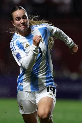 Argentina s midfielder Agostina Holzheier looks on during the CONMEBOL Women s Nations League football match, qualifier for the 2027 World Cup in Brazil, between Argentina and Paraguay, at the Diego Armando Maradona stadium in Buenos Aires, Argentina on October 24, 2025. BUENOS AIRES ARGENTINA Copyright: xALEJANDROxPAGNIx