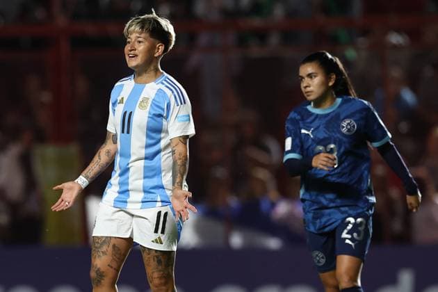Argentina s forward Yamila Rodriguez (L) looks on during the CONMEBOL Women s Nations League football match, qualifier for the 2027 World Cup in Brazil, between Argentina and Paraguay, at the Diego Armando Maradona stadium in Buenos Aires, Argentina on October 24, 2025. BUENOS AIRES ARGENTINA Copyright: xALEJANDROxPAGNIx