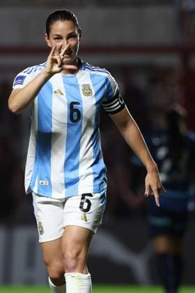 Argentina s defender Aldana Cometti celebrates after scoring the team™s first goal during the CONMEBOL Women s Nations League football match, qualifier for the 2027 World Cup in Brazil, between Argentina and Paraguay, at the Diego Armando Maradona stadium in Buenos Aires, Argentina on October 24, 2025. BUENOS AIRES ARGENTINA Copyright: xALEJANDROxPAGNIx