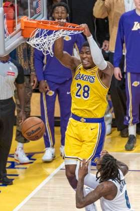 October 24, 2025, Los Angeles, California, USA: Los Angeles LakersÃ¢â‚¬â ¢ Rui Hachimura (28) dunks against the Minnesota Timberwolves during an NBA, Basketball Herren, USA basketball game, in Los Angeles Friday, Oct. 24, 2025. Los Angeles USA - ZUMAc68_ 20251024_zaf_c68_096 Copyright: xRingoxChiux