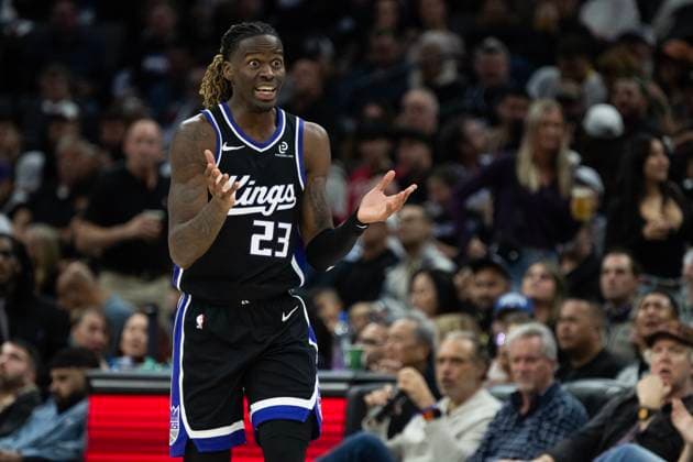 October 24, 2025, Sacramento, Ca, USA: Sacramento Kings guard Keon Ellis (23) re4acts after foul called on him against the Utah Jazz during the home opening game at Golden 1 Center on Friday, Oct. 24, 2025, in Sacramento. Sacramento USA - ZUMAj89_ 20251024_zaf_j89_029 Copyright: xPaulxKitagakixJr.x