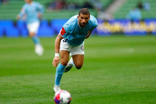 ALEAGUE CITY GLORY, Andreas Kuen of Melbourne City in action during the A-League MenÕs Round 2 match between Melbourne City and the Perth Glory at AAMI Park in Melbourne, Saturday, October 25, 2025. ( NO ARCHIVING, EDITORIAL USE ONLY MELBOURNE VICTORIA AUSTRALIA  Copyright: xCONxCHRONISx 20251025167034828200