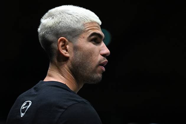 Practice Day At 2025 Rolex Paris Masters - France Carlos Alcaraz (ESP) during practice at the 2025 Rolex Paris Masters at the U Arena in Paris, FRANCE, on October 24, 2025. Photo by Corinne Dubreuil ABACAPRESS.COM Paris France  Copyright: xDubreuilxCorinne ABACAx
