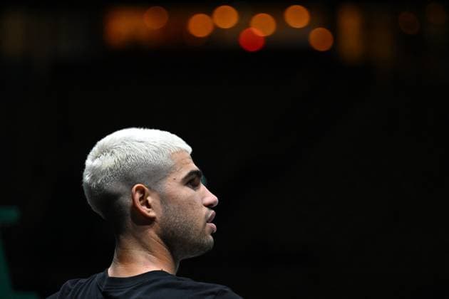 Practice Day At 2025 Rolex Paris Masters - France Carlos Alcaraz (ESP) during practice at the 2025 Rolex Paris Masters at the U Arena in Paris, FRANCE, on October 24, 2025. Photo by Corinne Dubreuil ABACAPRESS.COM Paris France  Copyright: xDubreuilxCorinne ABACAx