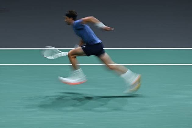 Practice Day At 2025 Rolex Paris Masters - France Arthur Rinderknech (FRA) during practice at the 2025 Rolex Paris Masters at the U Arena in Paris, FRANCE, on October 24, 2025. Photo by Corinne Dubreuil ABACAPRESS.COM Paris France  Copyright: xDubreuilxCorinne ABACAx