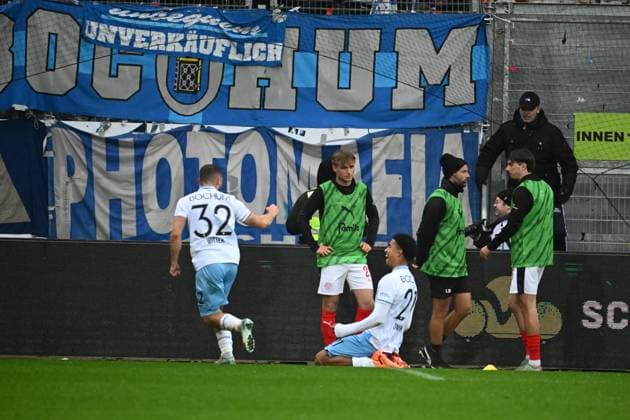 25.10.2025, Fußball, Herren, 2.BL (2. Bundesliga), Saison 2025 2026, Holstein Kiel - VfL Bochum, 10. Spieltag Torjubel Bochum - 0:1 durch Francis Onyeka Kiel, Holstein-Stadion Holstein-Stadion Schleswig-Holstein Deutschland